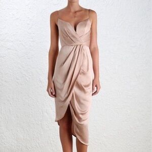 Zimmermann sueded silk plunge long dress